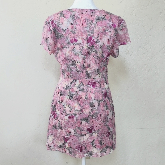 The Kooples Printed Pink Floral Mini Dress Size 1 (US 4) - Picture 8 of 9